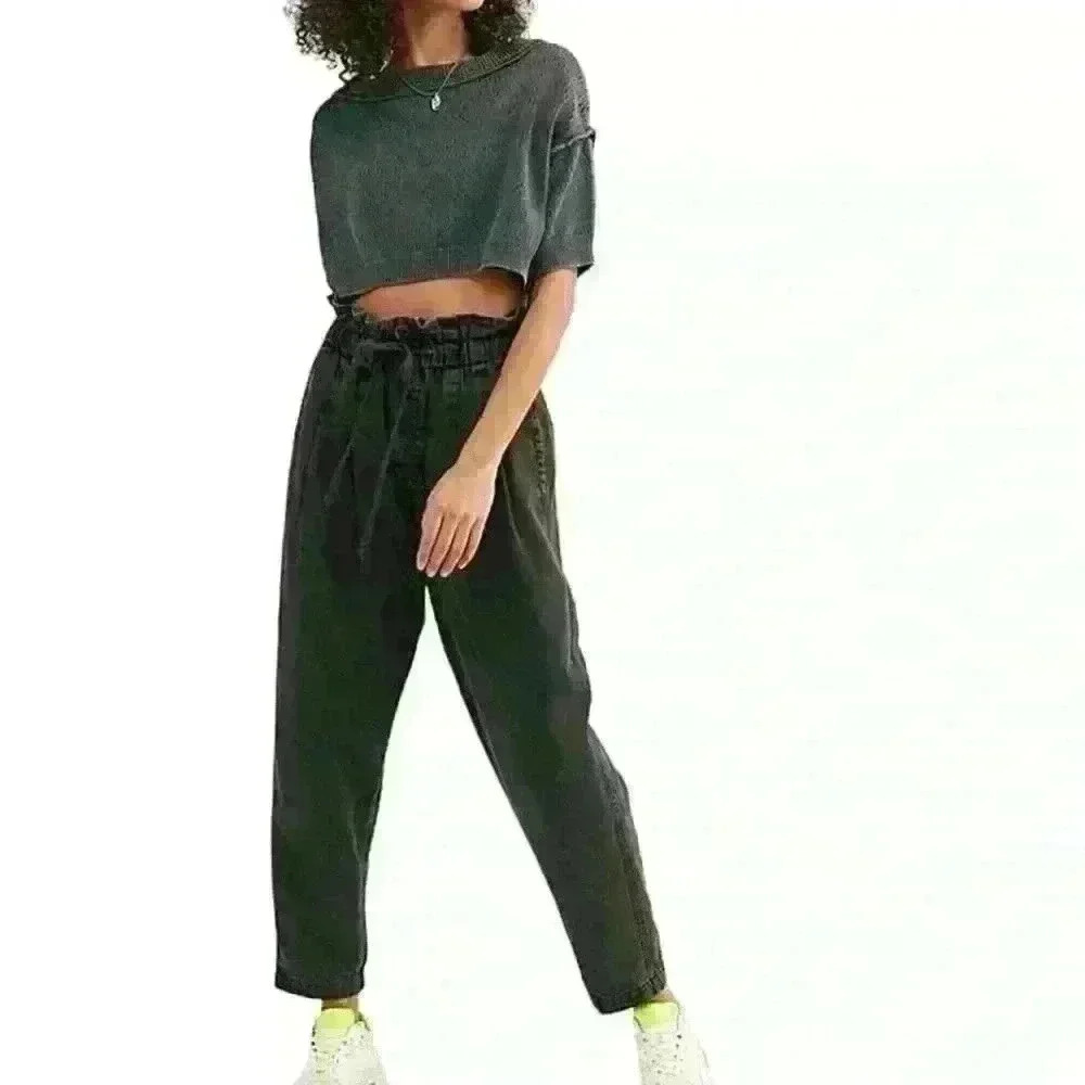 Free People Margate Pleated Paper Bag Trousers Size XS